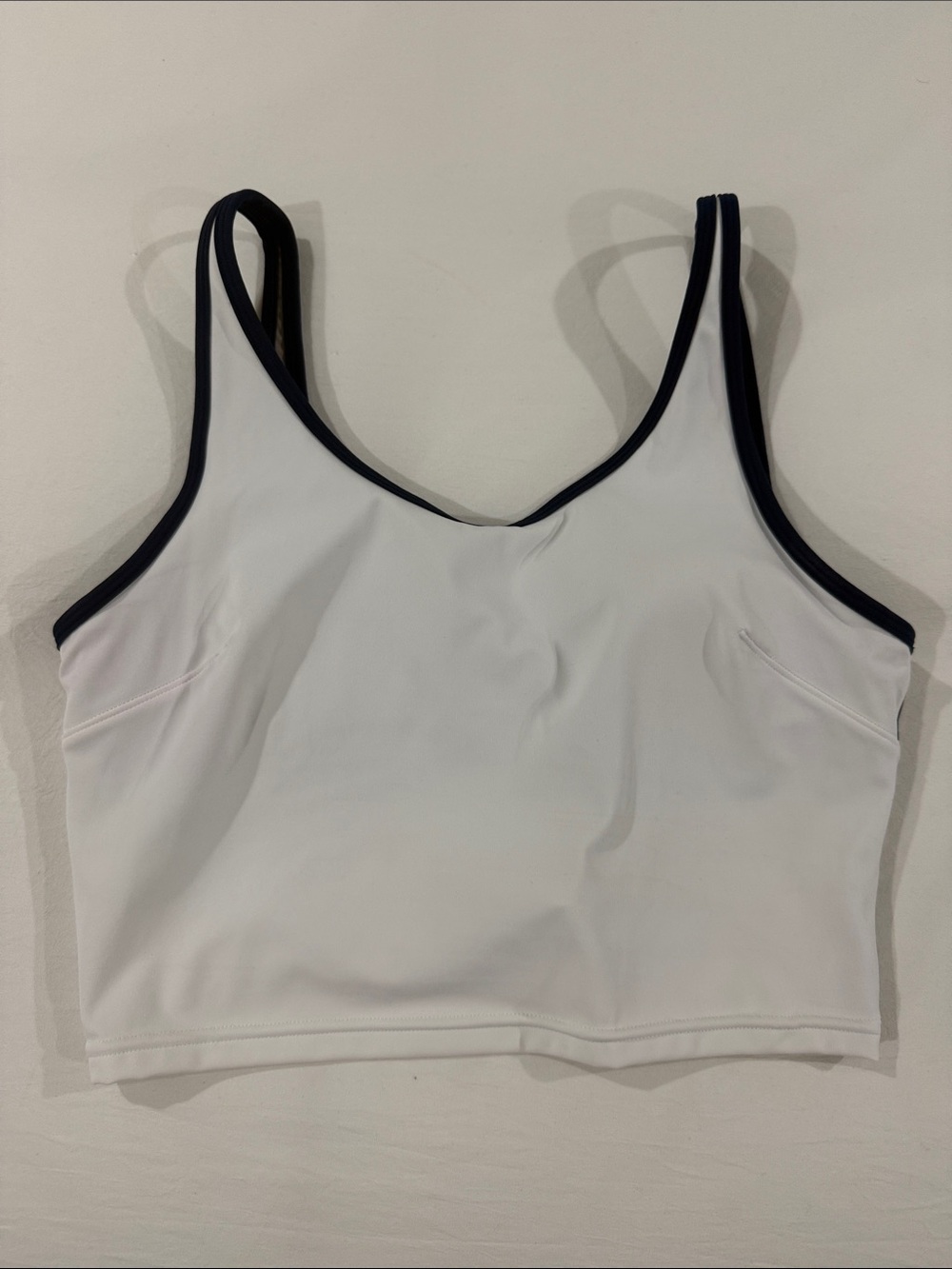 lululemon athletica White Crop Sports Bra with navy  Trim